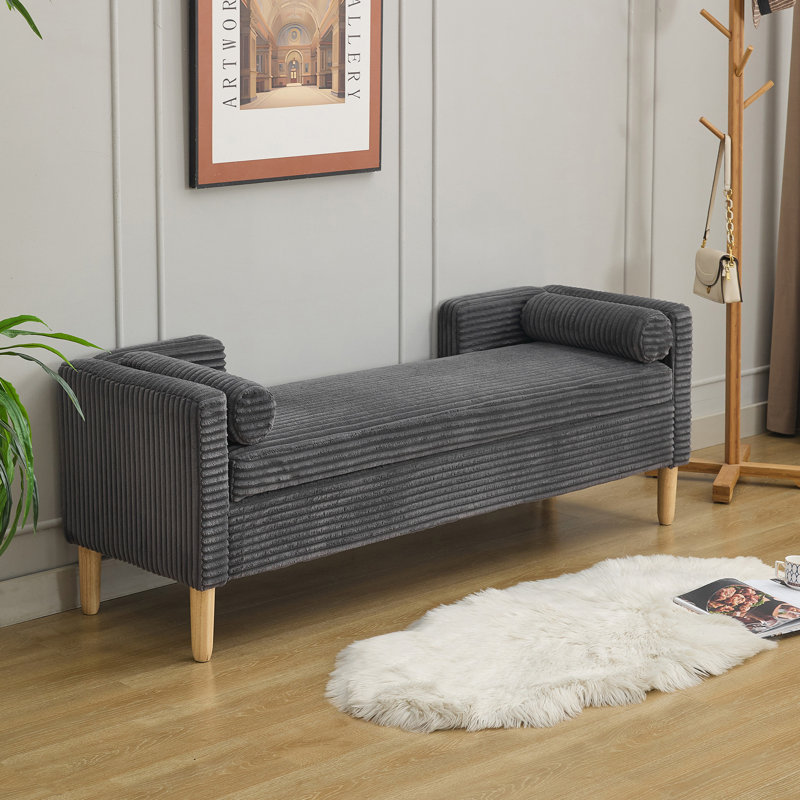 Banc de rangement rembourré 65,35 po, Gris anthracite