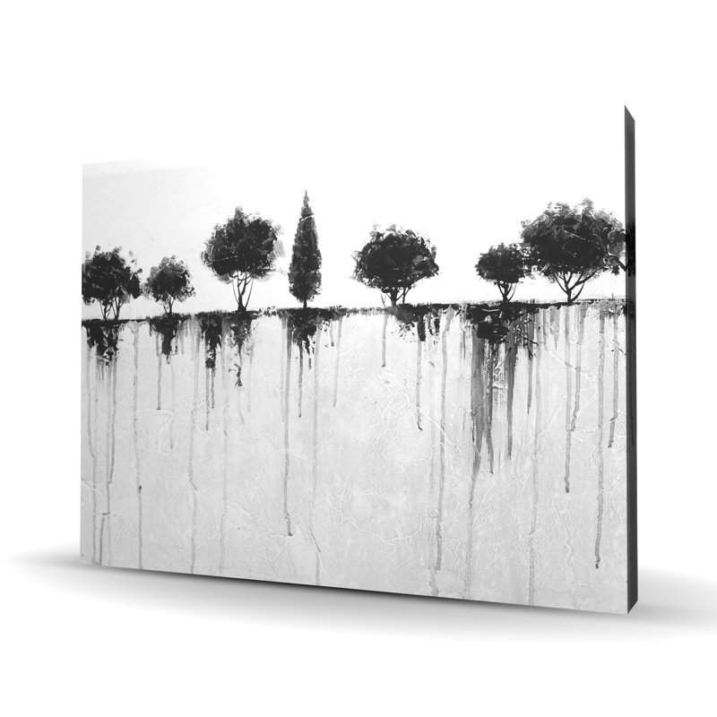 Abstract Black Trees - Industrial Bedroom Canvas Decor