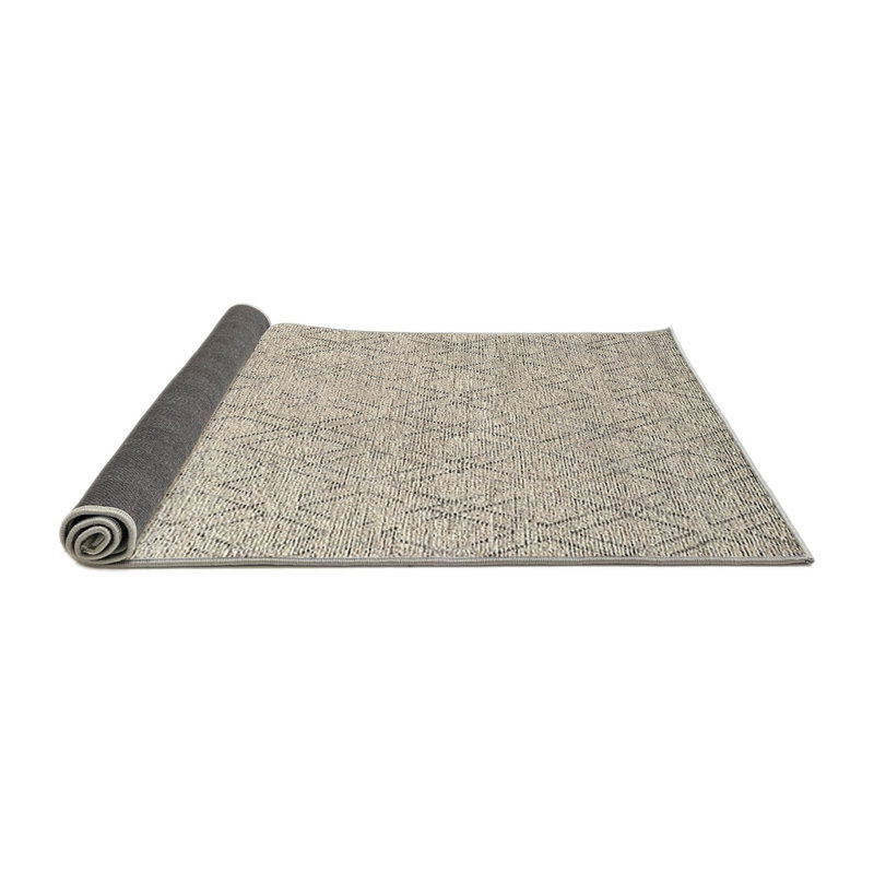 Tapis beige à motif géométrique Menguc, Rond 3 pi