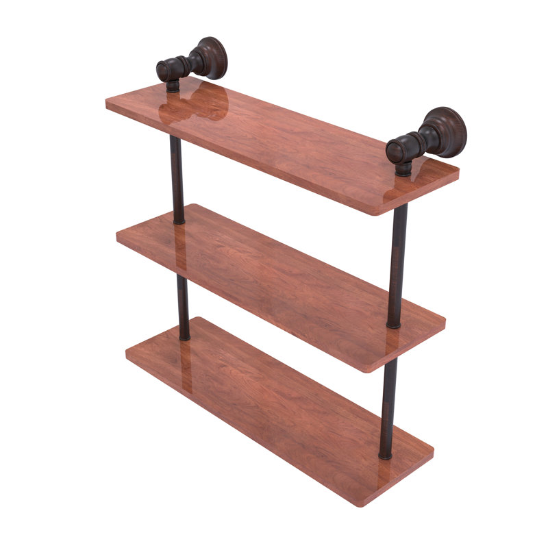 Étagère murale en bois triple Freyja, H 16 po x l 16 po x P 5,54 po, Bronze vénitien