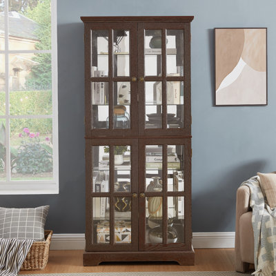 Bibliothèque, vitrine avec tablettes réglables et portes en verre pour la maison ou le bureau
