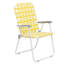 2 pièces Tube en acier PP à sangle 120Kg Chaise de plage pliante bande jaune et blanche