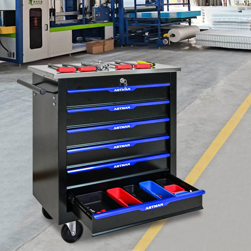 Chariot à outils multifonctionnel à 6 tiroirs avec roulettes