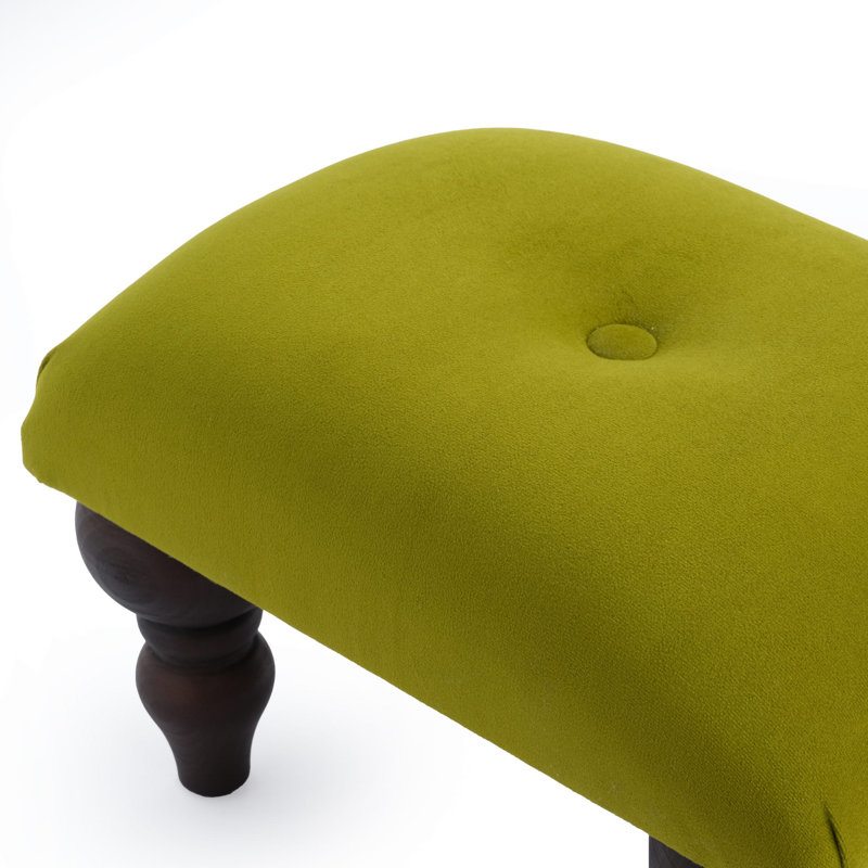 Cowell 38cm Wide Velvet Tufted Square Footstool Ottoman, Green