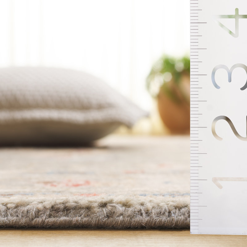 Tapis oriental en laine / coton noué à la main Samarkand ivoire / gris, Rectangle 9 pi x 12 pi