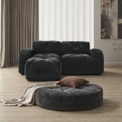 Plush Modular Velvet Cloud Sofa Set with Ottoman - L-Shaped Sectional, No Assembly, Ergonomic Lounge