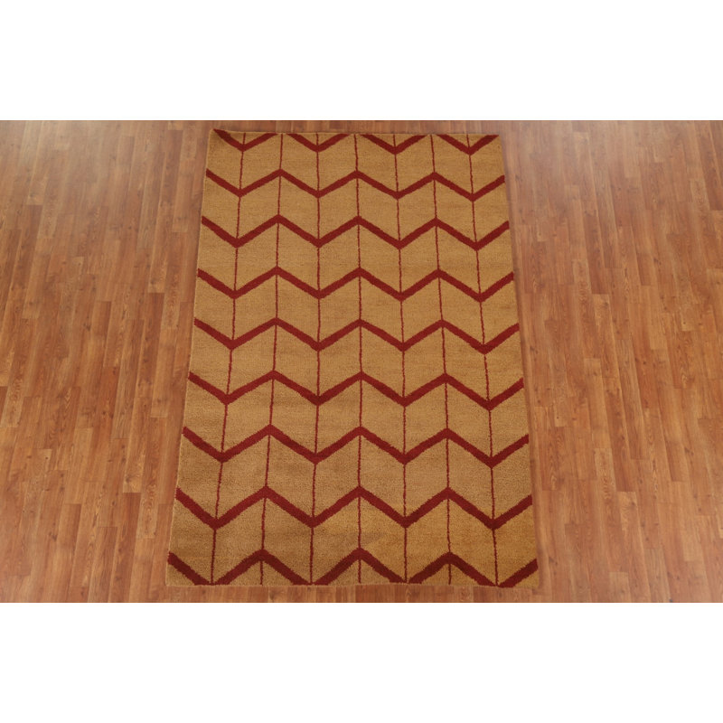 Chevron Gabbeh Oriental Area Rug 5x8
