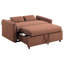 Canapé-lit en tissu bouclé en cuivre avec mousse et profil compact, capitonnage vertical rembourré, assise confortable pour le salon principal