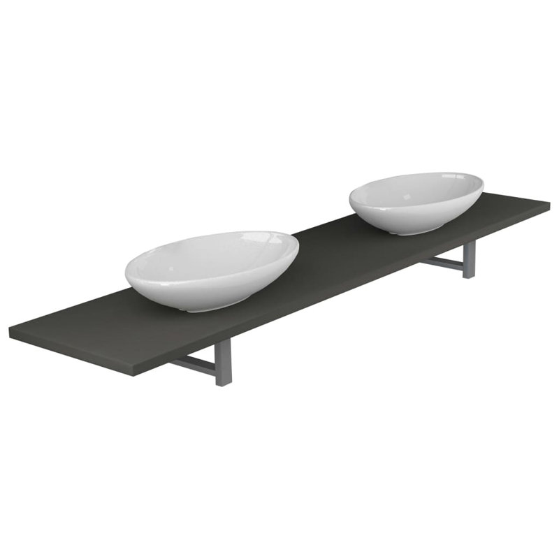 Carisa 1600mm Double Bathroom Vanity with Vessel Ceramic Basin, Black, White