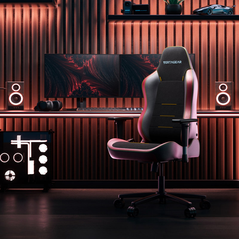 Vertagear Adjustable Reclining Ergonomic Faux Leather Swiveling PC & Racing Game Chair, Burgundy