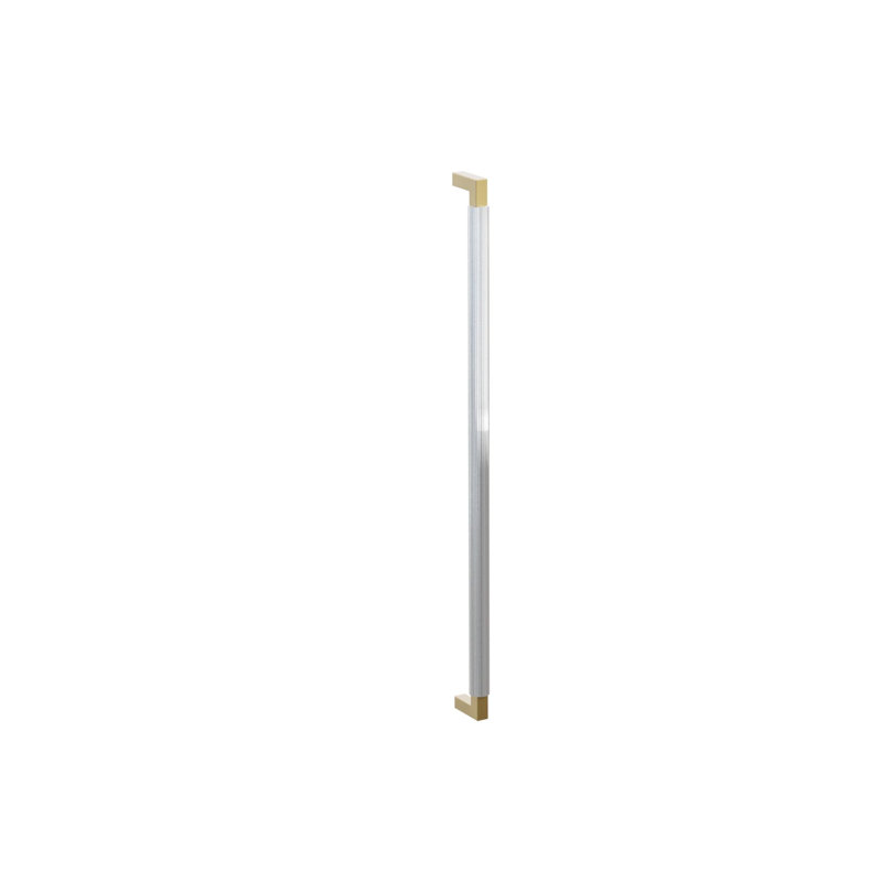 Emtek Glass Back to Back SELECT Appliance Pull 24" L-Square Stem Straight Knurled Bar, French Antique/Polished Chrome