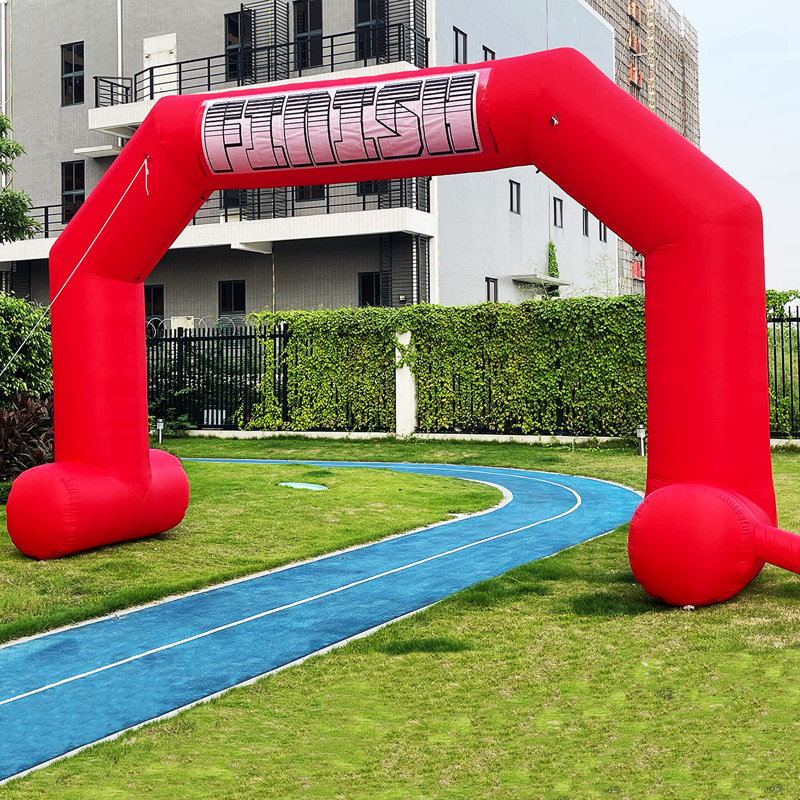 Arche gonflable 20 pieds avec ligne de départ rouge avec ventilateur intégré, arche gonflable hexagonale pour marathons, courses 5K, sports scolaires et célébrations en plein air