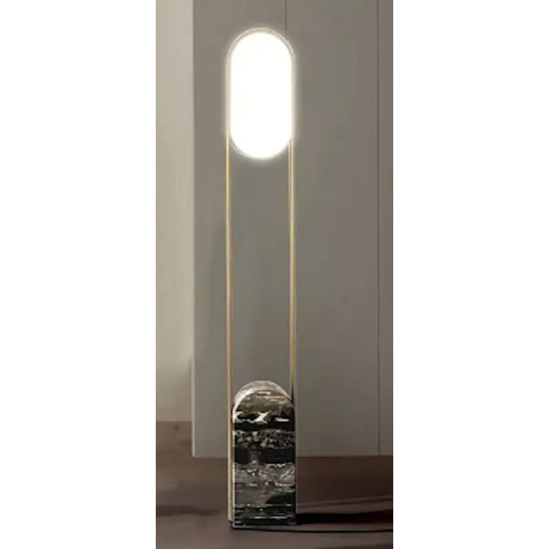 Monologue Floor Lamp With Marble Base & Gold Frame | Frosted Acrylic Shade, Soft Warm Light