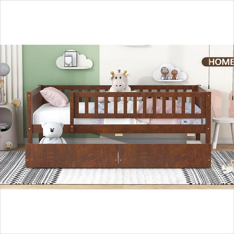 For Small Living Spaces and Guest Rooms, Brown-Toned Solid Wood Twin Multi-Use Modern Platform Daybed, Brown