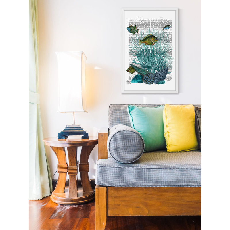 «Blue Coral Fish», reproduction encadrée, H 45 po x l 30 po