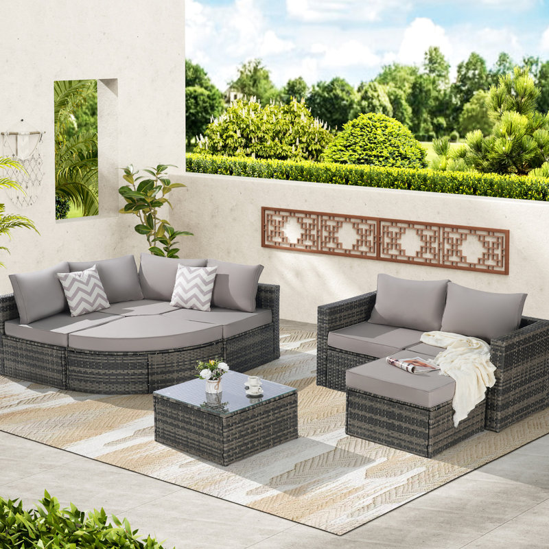 8 meubles d'extérieur - modulaire avec et respirant pour les coussins de sel de 8 pièces près de la piscine