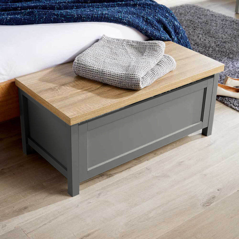 Spratt Storage Ottoman Bench Chest, Graphite/Oak