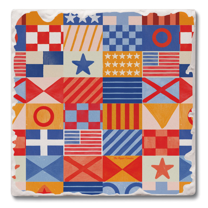 Nautical Flags Single Tumbled Tile Coaster Create Your Own Collection