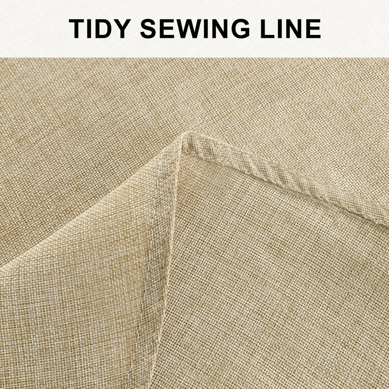 Beige 90 Inch Round Polyester Linen Tablecloth