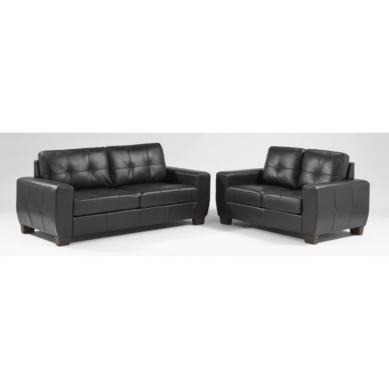 Gasper Faux Leather Loveseat, Black