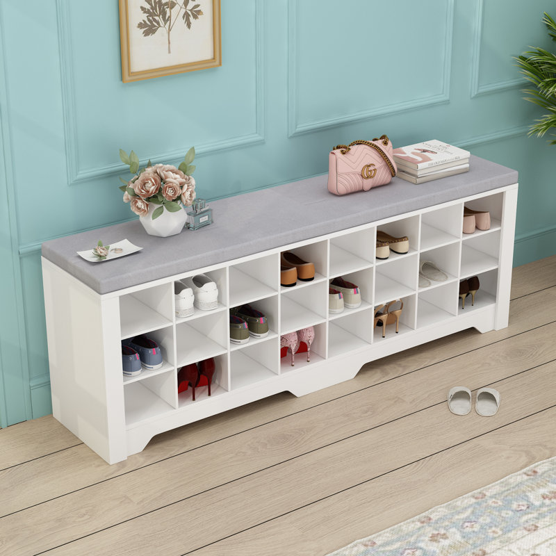 Banc de rangement rembourré mozan, Blanc