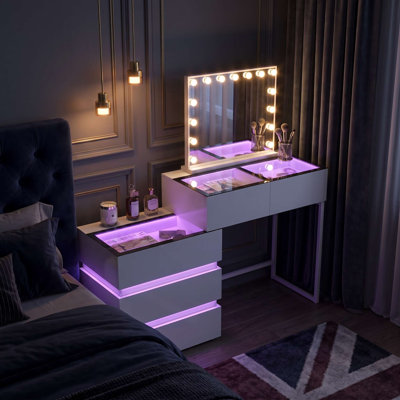Meuble-lavabo de 51 po avec miroir et lumières DEL RVB