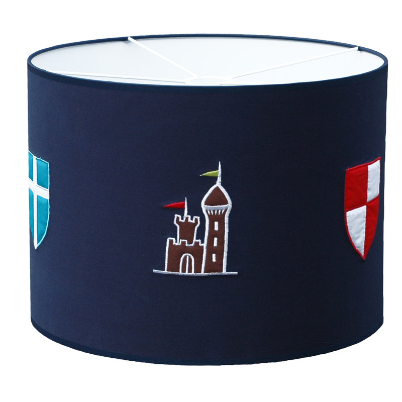 26cm H Cotton Drum Pendant Shade ( Uno ) in Blue