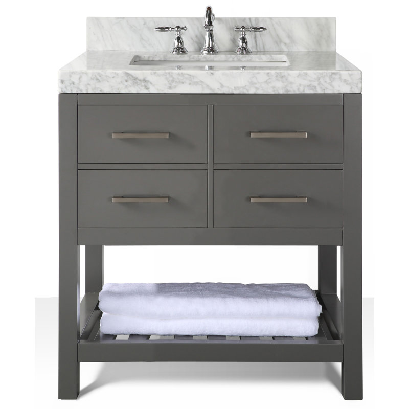 Ensemble de meuble-lavabo simple 36 po Carrie, Gris saphir | Nickel brossé