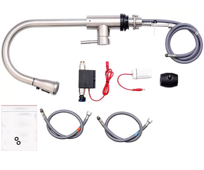 Mosson Touch-Activated Brushed Nickel Kitchen Sink Faucet with Pull-Down Pause Sprayer and 10-Inch Deck Plate