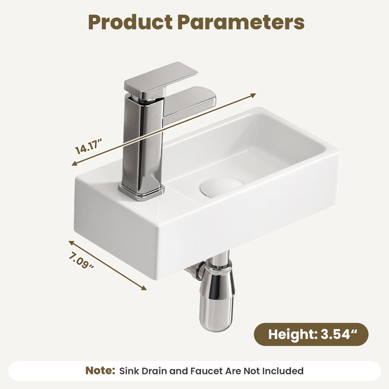 14" Bathroom Vessel Sink With Faucet, Drain Assembly