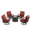 Ensemble de table de foyer en aluminium noir avec quatre fauteuils club-1671686173