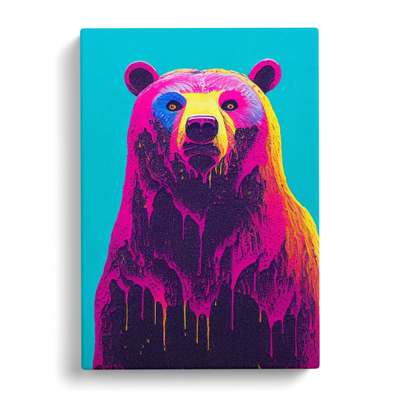 Splashed Bear No.4 Abstract - Wall Art, Wrapped Canvas, 50cm H x 35cm W, No Matte