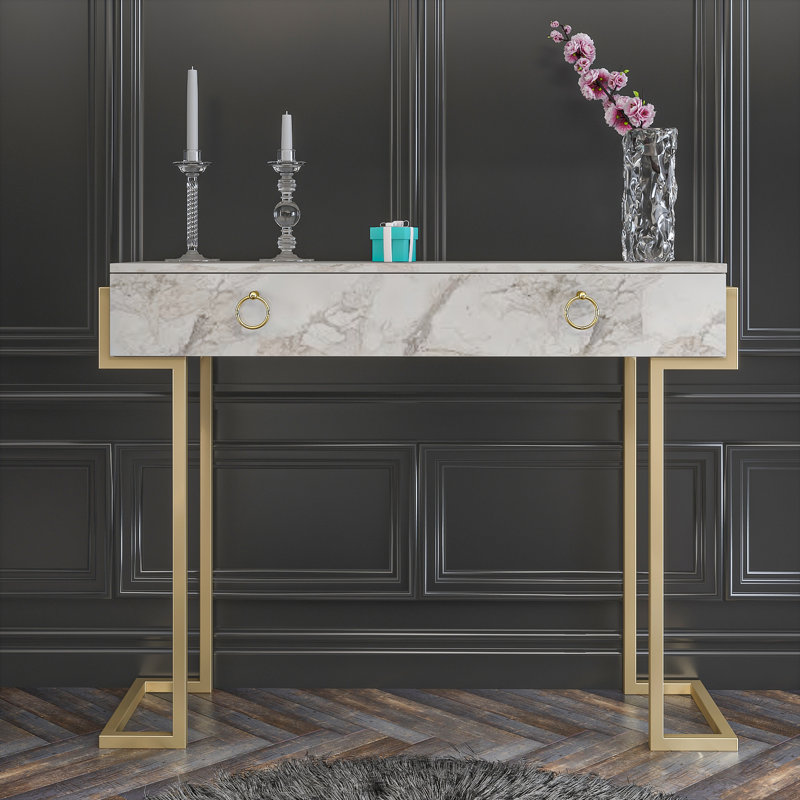 Adelfina 120cm Console Table, White/grey