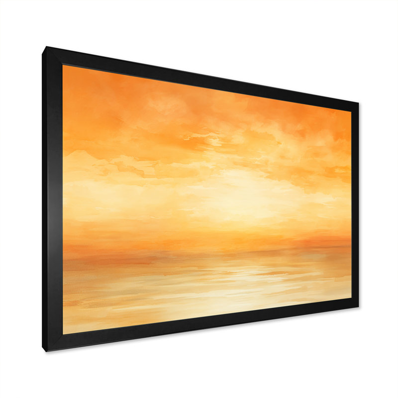 «Bold Sunset Coastal Horizon III», reproduction sur toile, Cadre photo noir, H 16 po x l 32 po x P 1 po