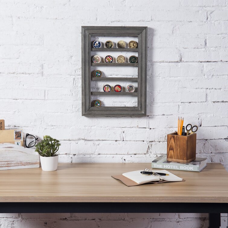 MyGift Gray Wood Wall-Mounted 12 Wine Glass Holder Rack