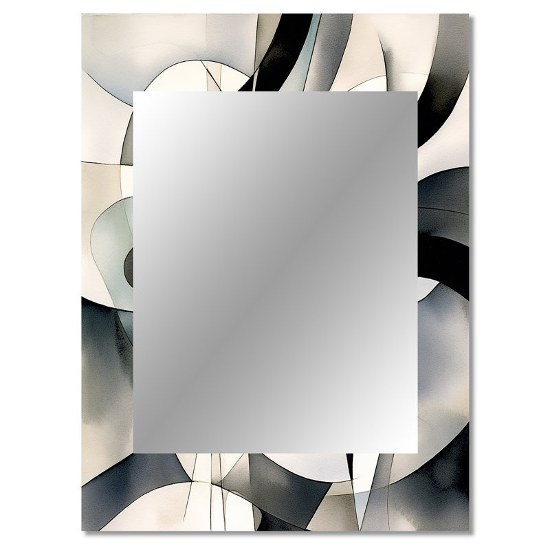 Abstrait abstrait neutre X III - miroir géométrique, miroir mural moderne unique, art imprimé en métal, 40 po x 30 po