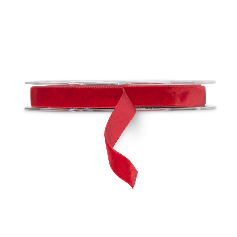 Swiss Velvet Ribbon, Red, 396" H x 0.63" W x 0.1" D