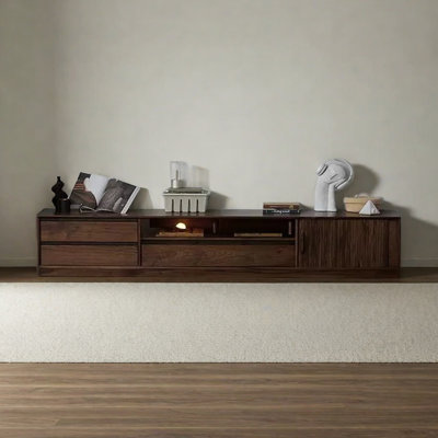 Modern Solid Wood TV Stand in Walnut
