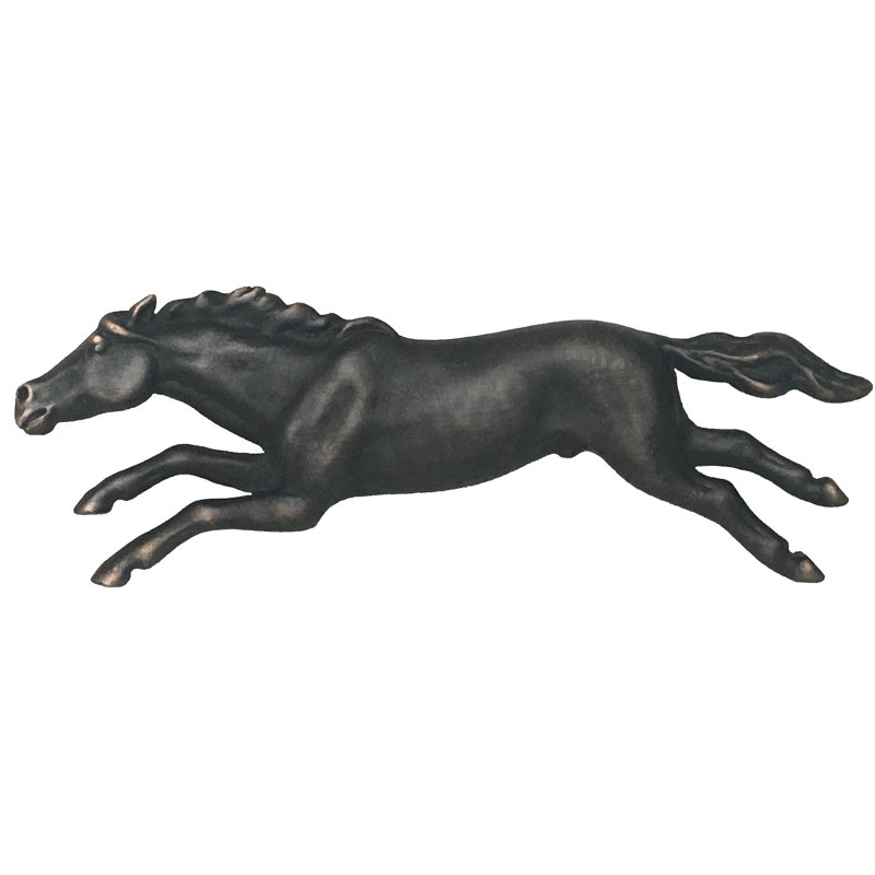Poignée fantaisie 3 po Wild Horse, Bronze huilé, Faisant face vers la gauche