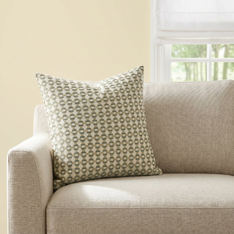 Birch Lane Stride Throw Pillow Throw, Green Geometric, Feather, Square 20"