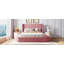 Lit plateforme tapissier moderne avec 1 grand tiroir, 2 tabourets de rangement latéraux, cadre de lit moderne pour chambre d'amis-195707660