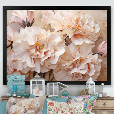 Arrangement d'œillets beige I sur toile