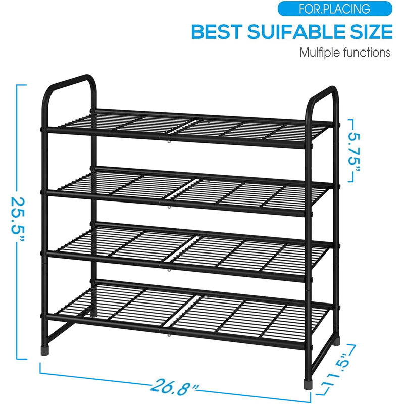 Simple Trending Stackable Shoe Rack, Black