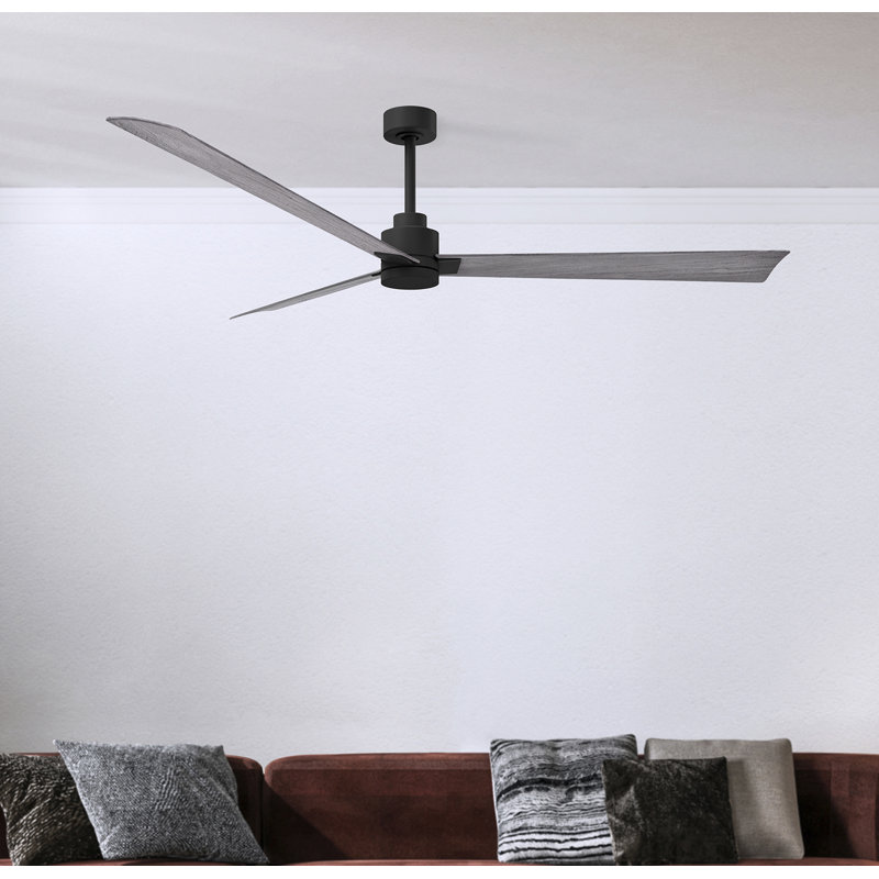 Ventilateur de plafond Alessandra 72, Noir mat, Ton bois de grange