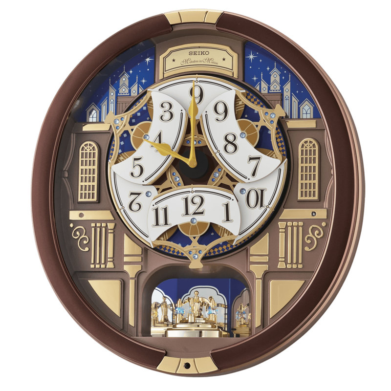 QXM362BRH Melodies In Motion Clock, Brown Metallic