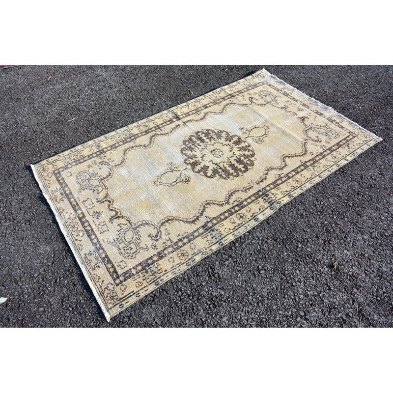 Tapis rétro, tapis marocain, tapis beige tissé à la main, tapis décoratifs 3,6 x 6,2 pi, tapis turc, tapis bohème
