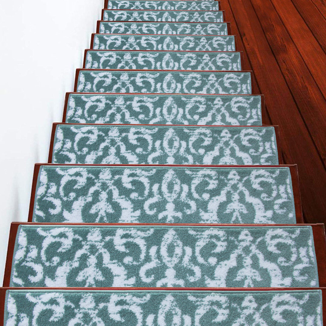 Schmidt Trellis Vibrant and Soft Non -Slip Indoor 9" x 28" Stair Tread (Set of 13) Alcott Hill®