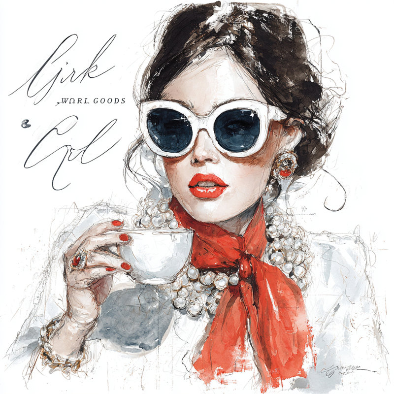 «Red Scarf Elegance», art mural sur toile tendue