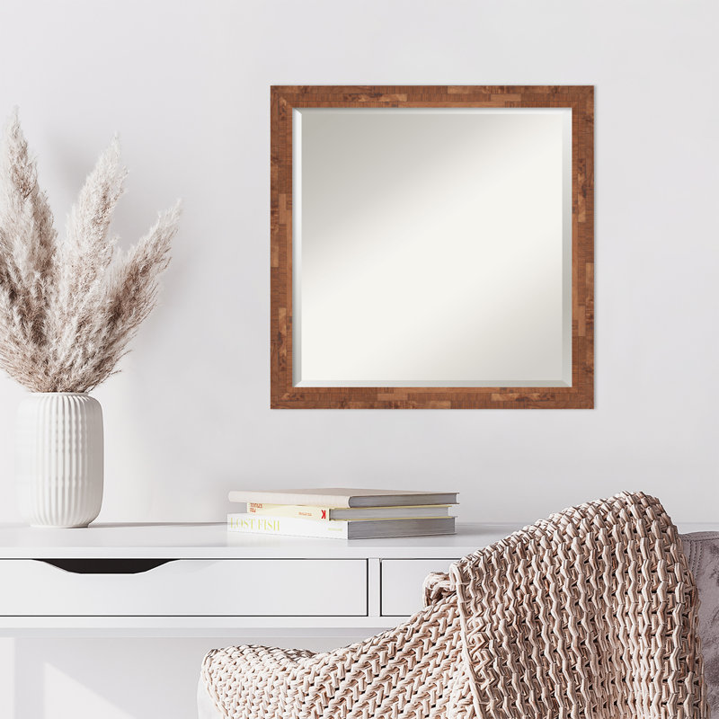 Miroir décoratif biseauté Hookstown, Brun patiné, 22,5 po x 22,5 po