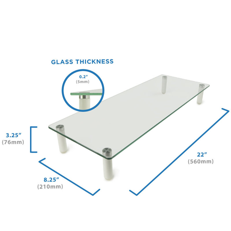 Mount-It! Glass Desktop Monitor Stand Riser, 22 Inches Wide Clear Tempered Glass Hold Up to 44 Lbs.